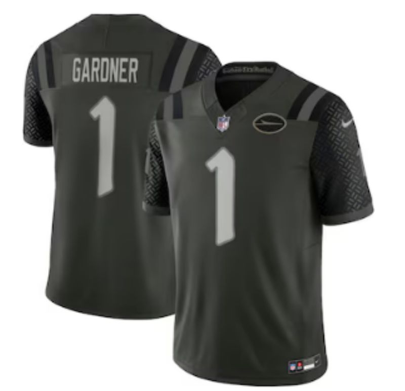 Men 2025 Nike New York Jets #1 Gardner green Throwback Limited NFL Jersey style 003